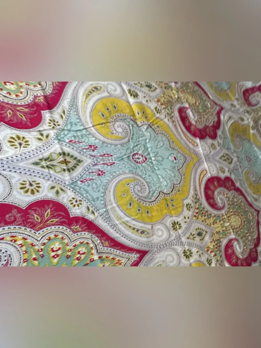 ECHO Jaipur Shower Curtain Boho Paisley Red Yellow Green Cotton Fabric